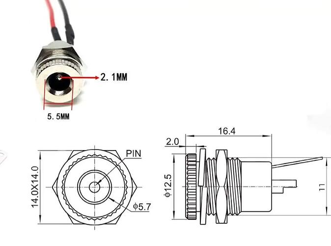 5.5 x 2.1 mm DC Power Jack Socket