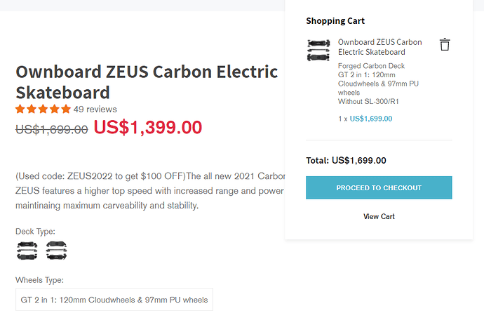 Ownboard Zeus Price