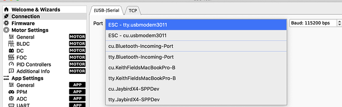 Master vesc with usb connection