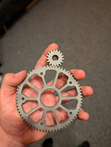 SLM 3D printed pinion and spur