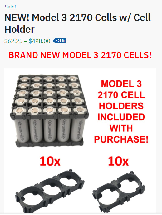 thumbnail interactive-video image 1 of Genuine Tesla Model 3 21700 Lithium Ion Cells – 3.7V 4800mAh, Panasonic, Tested 1 of 4